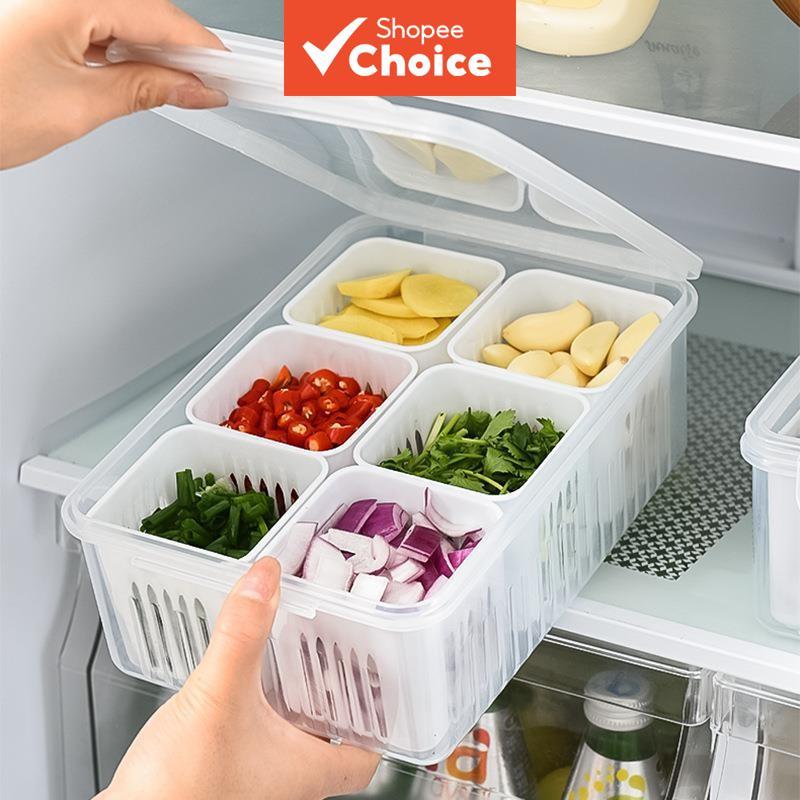 Food And Vegetables, 6-Compartment Fruit Storage Box, Drainage Chamber ...