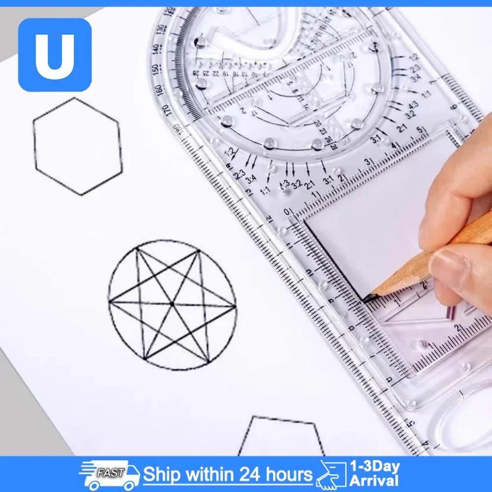 Rotary Multi-function Geometric Drawing Ruler Protractor Learning ...