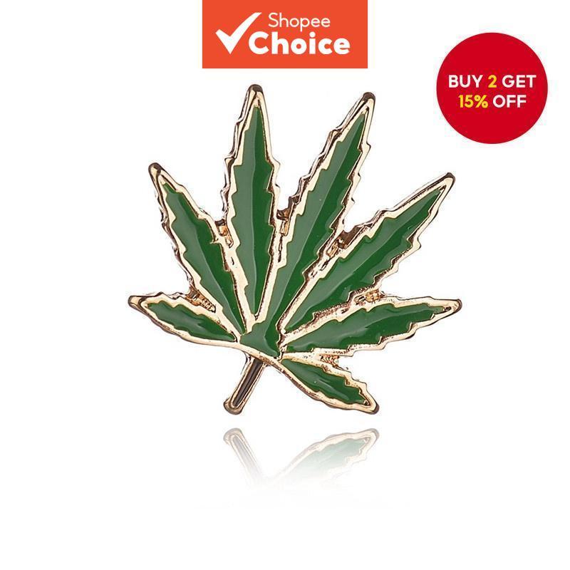 Weed Leaf Enamel Alloy Brooch Badge Collar Clothes Bag Decoration ...