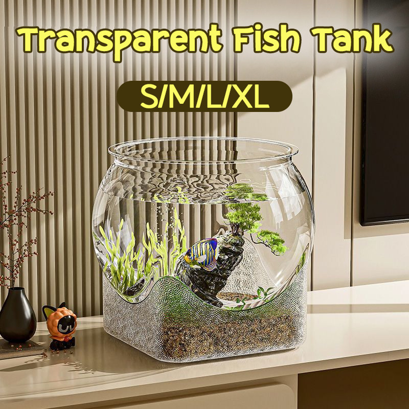 Transparent Fish Tank Round Goldfish Bowl Desktop Plastic Aquariums ...