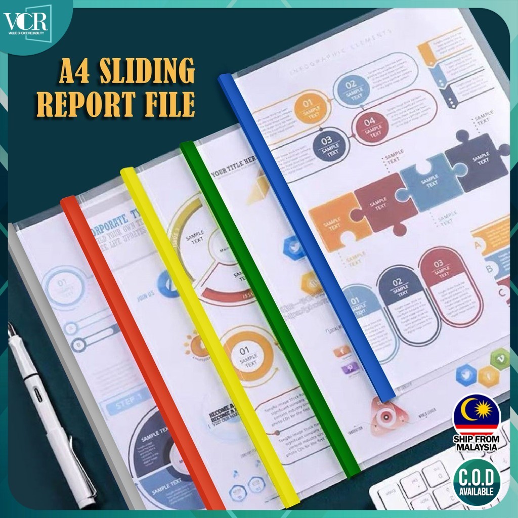 VC Art A4 Sliding Report File Folder 0.14mm 70 sheets Paper Slide Grip ...
