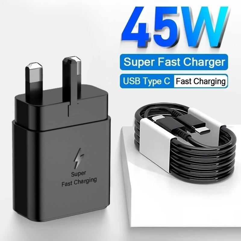 45w Charger For Samsung Super Fast Charging Adapter With Type-C  Cable For S20 S21 Plus S22 S23 S24 S25 S26 Ultra UK 