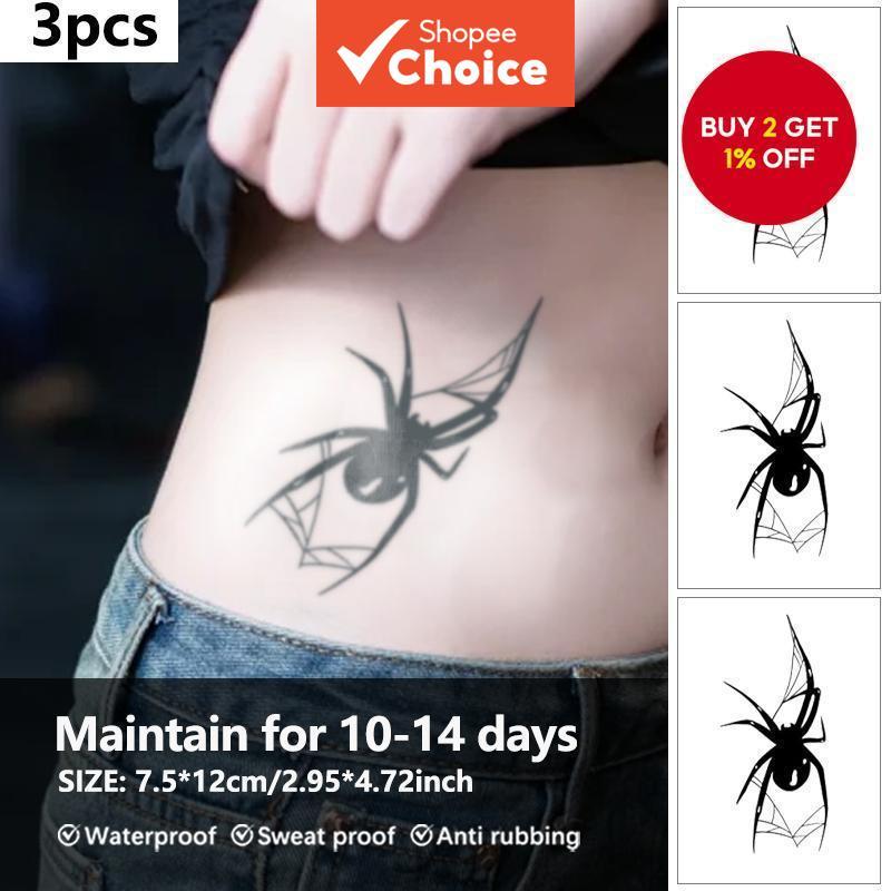 Black Ghost Spider Pattern Temporary Tattoo - Sexy Plant Design, Lasts ...