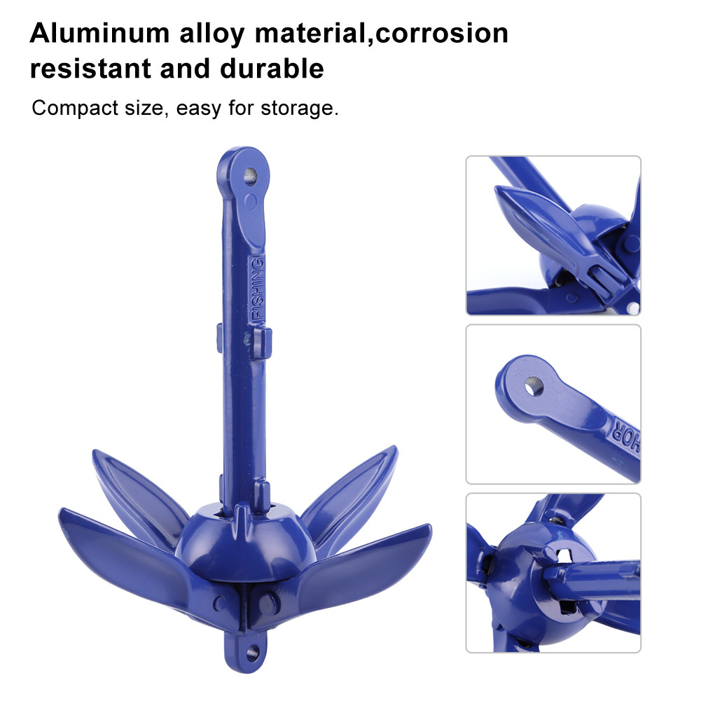Folding Boat Grapnel Anchor Blue Compact for Raft Canoe Sailing Fishing ...