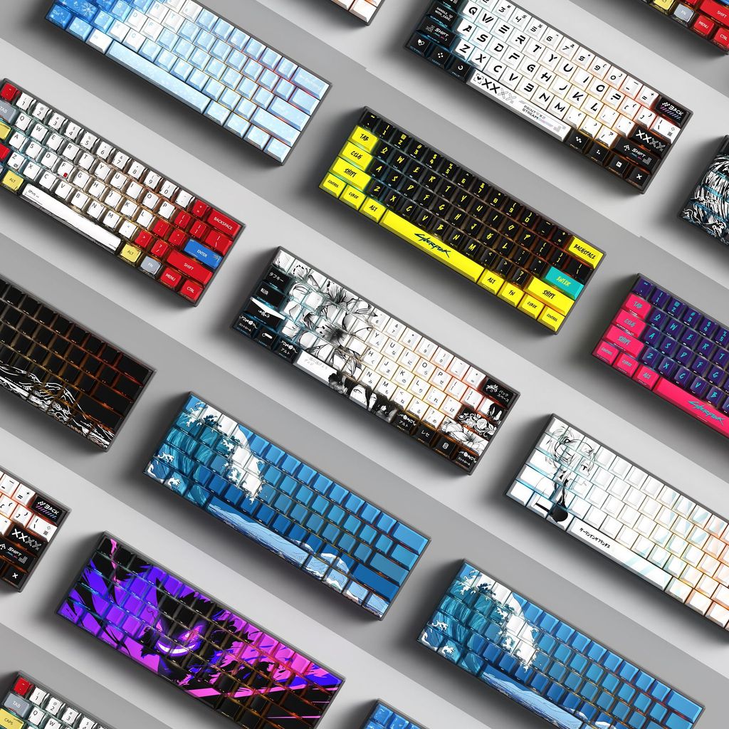 Custom Anime Style PBT Keycaps – Original Art, Gradient Colors, 60%/65% ...
