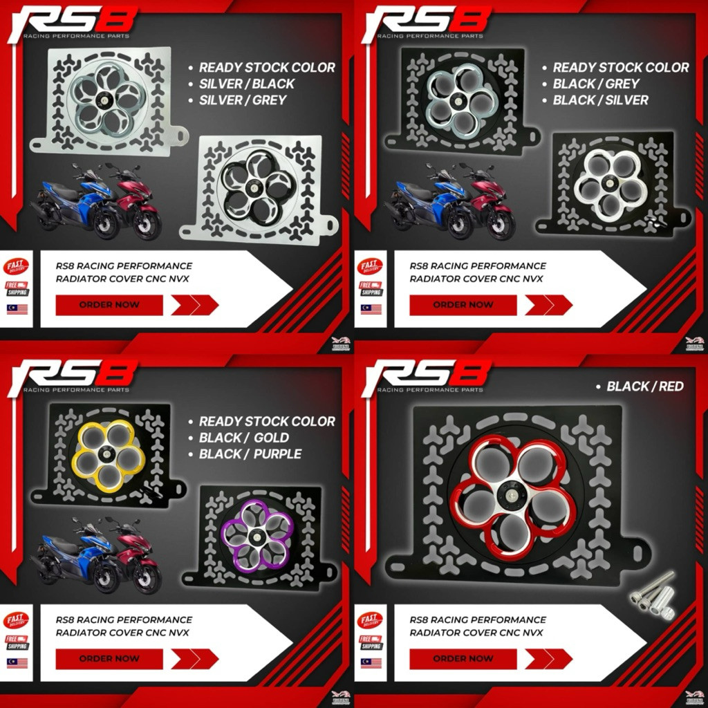 (RS8) Yamaha Nvx155 Nmax V1 V2 Radiator Cover with Fan CNC Alloy ...