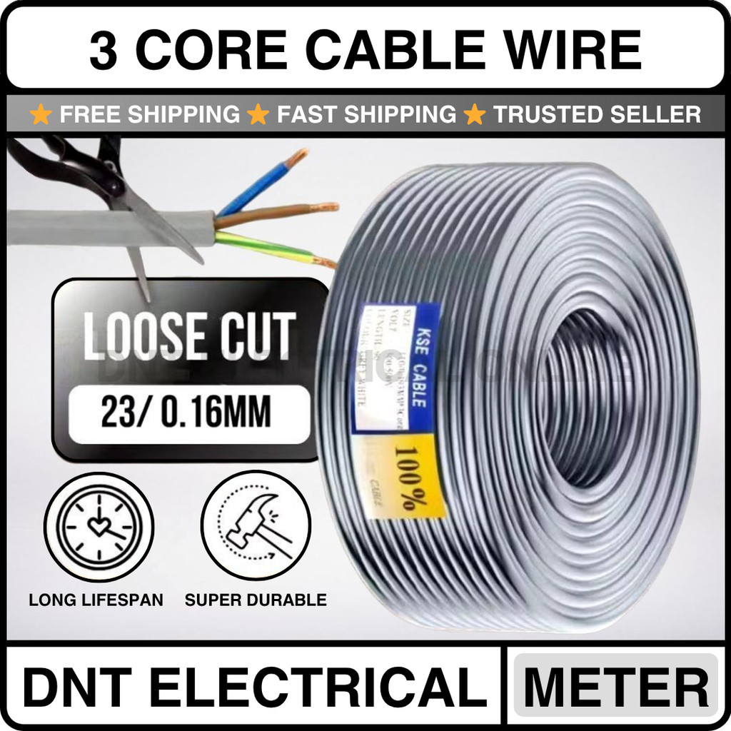 (Loose Cut) 3 Core Flexible Cable | 23/0.16mm Flexible Wire | 3C x 23/ ...