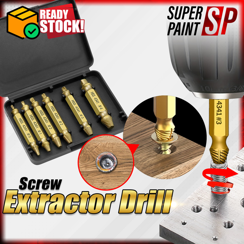 6pcs Material Damaged Screw Extractor Drill Bits Guide Set Broken Easy ...