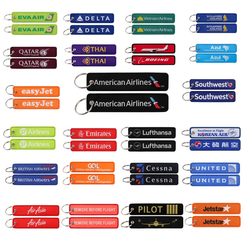 Airlines Embroidery Key Fobs Flight Crew Pilot Aviation Key Tags ...