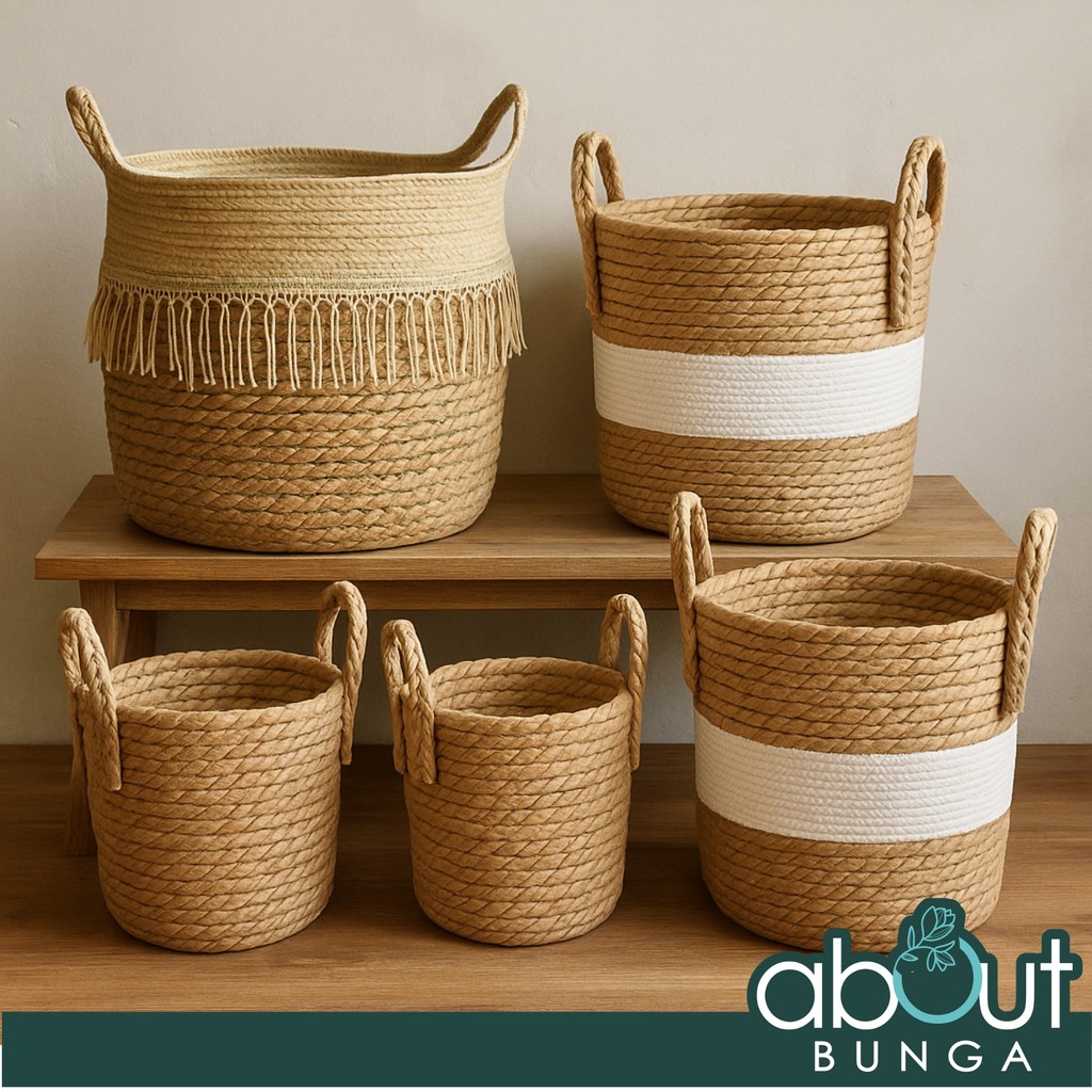 Bakul Rotan Pasu Bunga Hiasan Rumah Basket Rattan Storage Plant Flower ...
