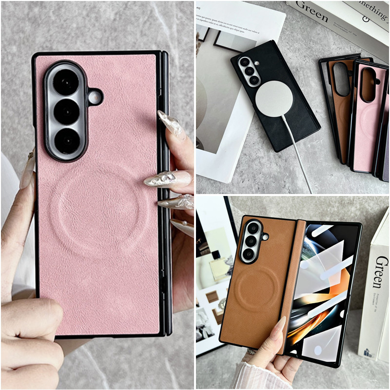 New Magnetic Hinge Matte Leather Case for Samsung Galaxy Z Fold 7 Fold ...