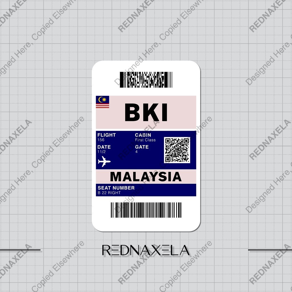 Vinyl Boarding Pass Stickers BKI Kota Kinabalu Malaysia Outdoor ...