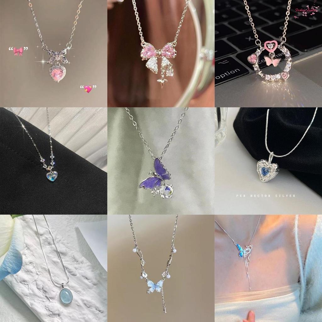 A super fairy-like purple butterfly necklace in a women's Instagram ...