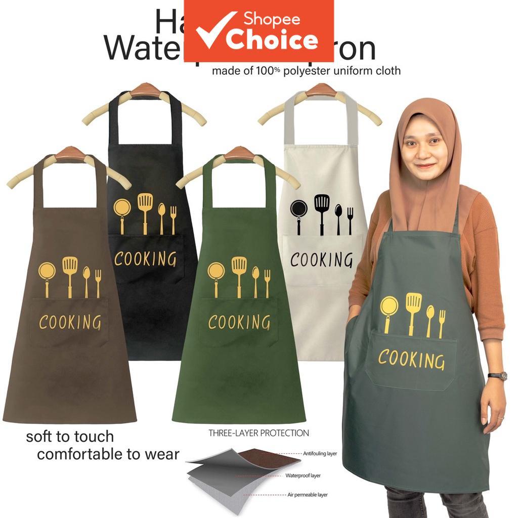 Kitchen Apron Waterproof Oilproof Apron Unisex Hang Neck Apron with ...