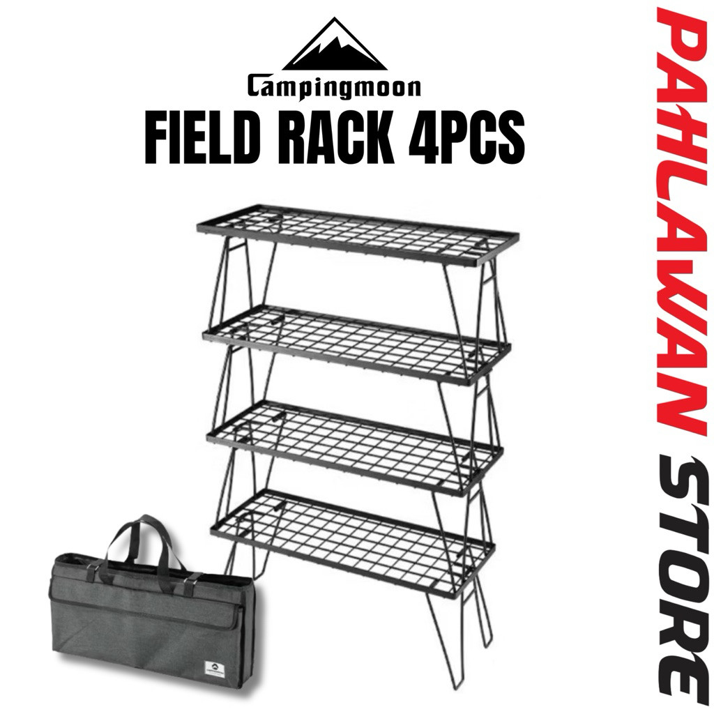 Campingmoon T-229-4TM2 Outdoor Mesh Rack Field Minimalist Rack BlackSet ...