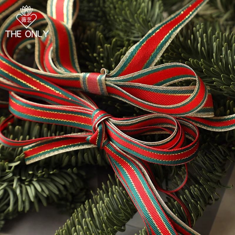 Christmas Tricolor Ribbon Gift Wrapping Ribbon Red Green Gold Ribbon ...