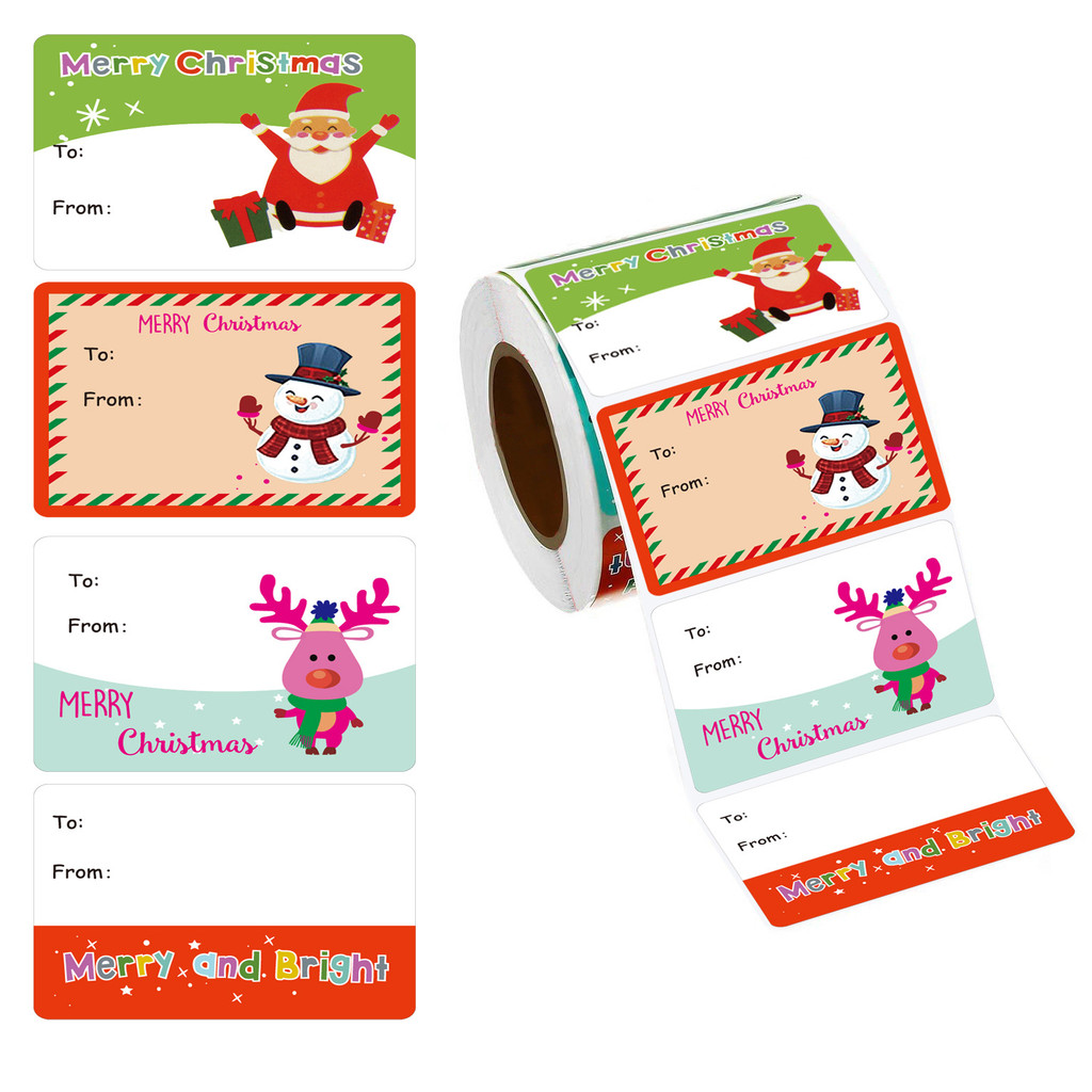Christmas Gift Tags Stickers Roll, 500/200 Stickers Paper Material for ...