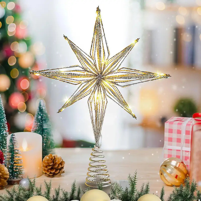 Christmas Tree Topper 3D Star Lighted Tree Topper Christmas Decorations ...