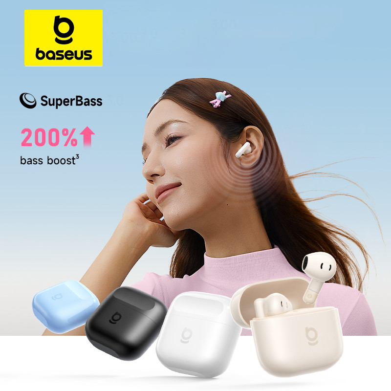 Baseus Bass BS2 Lite True Wireless Earbuds 10mm Dynamic Driver Clear Sound Bluetooth Earphones with USB-C Charging Case Lightweight Design