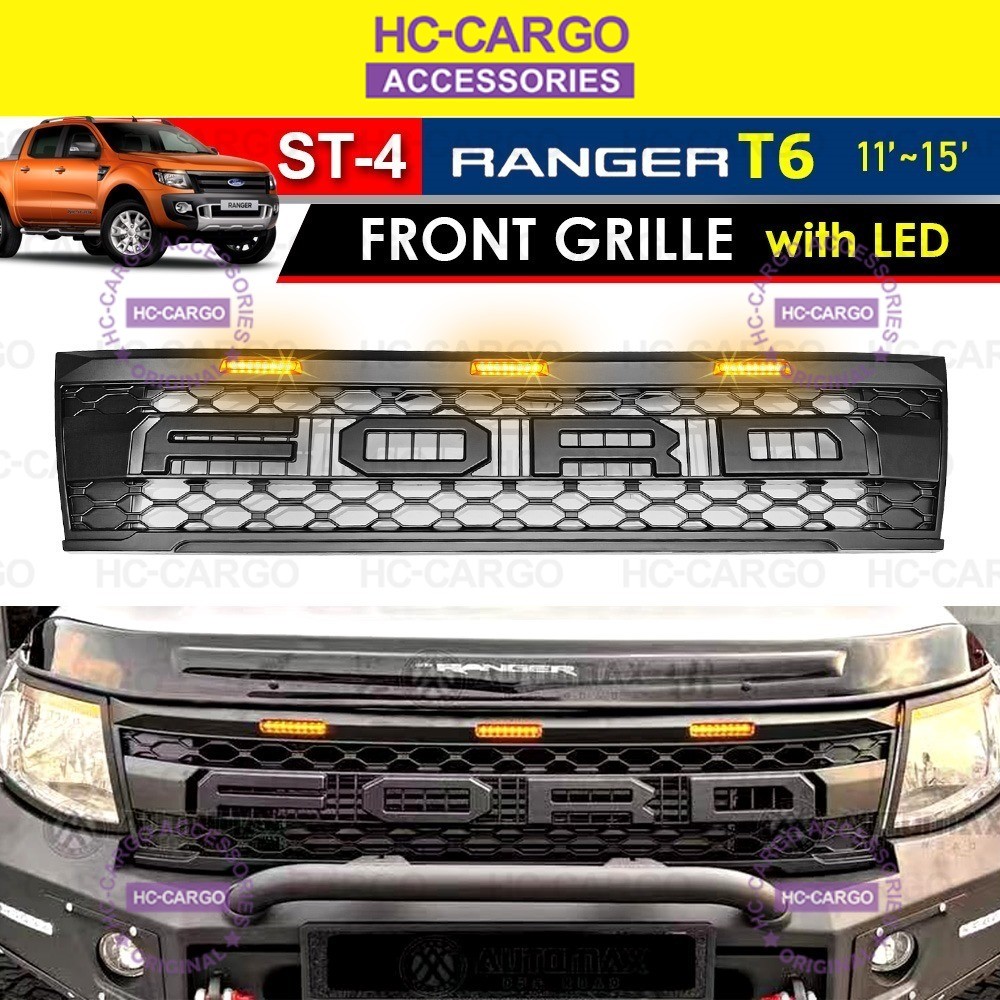 Ford Ranger T6 2012-2015 4x4 Front Bumper Grille with LED Raptor Design ...
