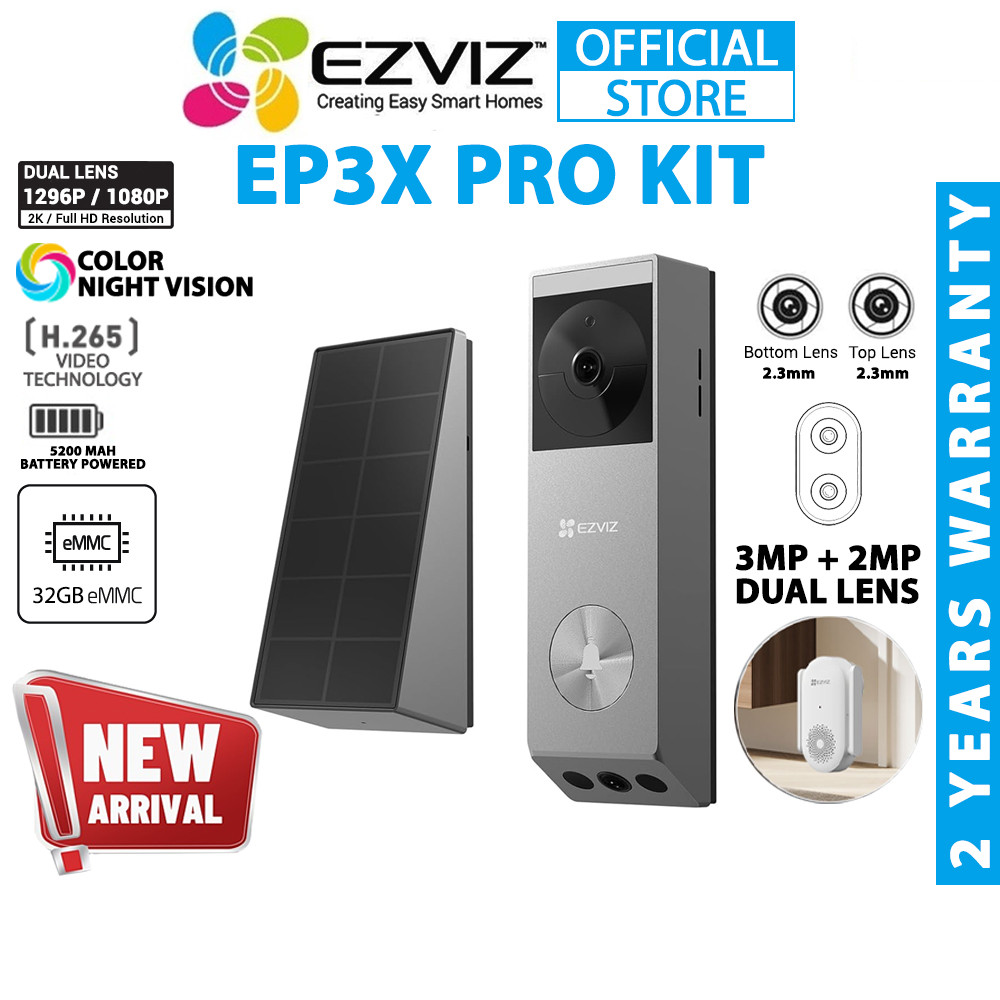 Ezviz EP3x Pro Kit 2K 3MP Full HD 1080P Two Way Talk Waterproof Battery ...
