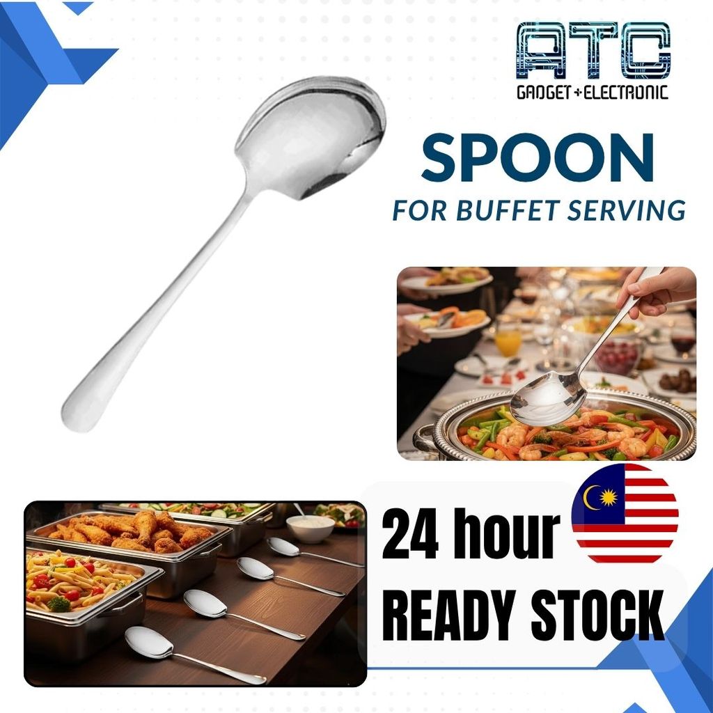 ATC Stainless Steel Big Serving Spoon Buffet Restaurant Cutlery Senduk ...