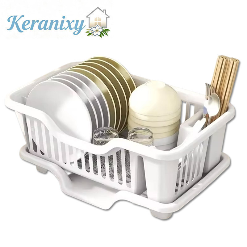 Keranixy Kitchen Countertop Dinnerware Plates Dish Drying Rack with ...