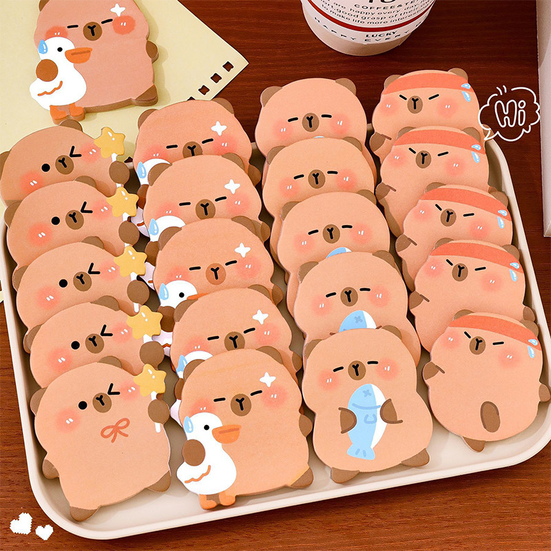 60 Sheets Cute Cartoon Capybara Series Special-Shaped Sticky Notes ...