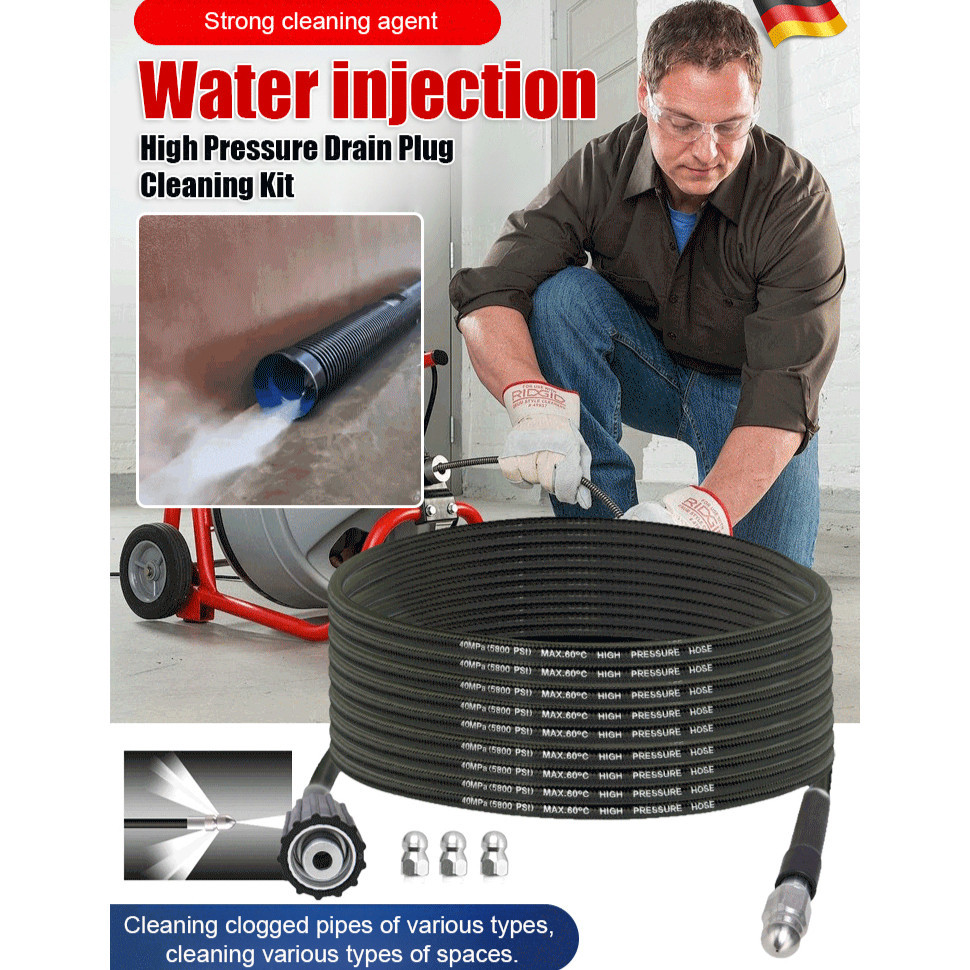 One Flush Clean Water Rat Nozzle High-Pressure Drain Cleaning Set ...