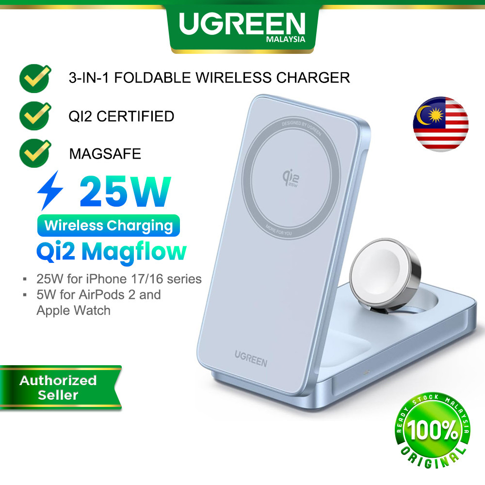 【Magflow】UGREEN Qi2.2 25W 3-in-1 Magnetic Wireless Charger Magsafe Fast ...