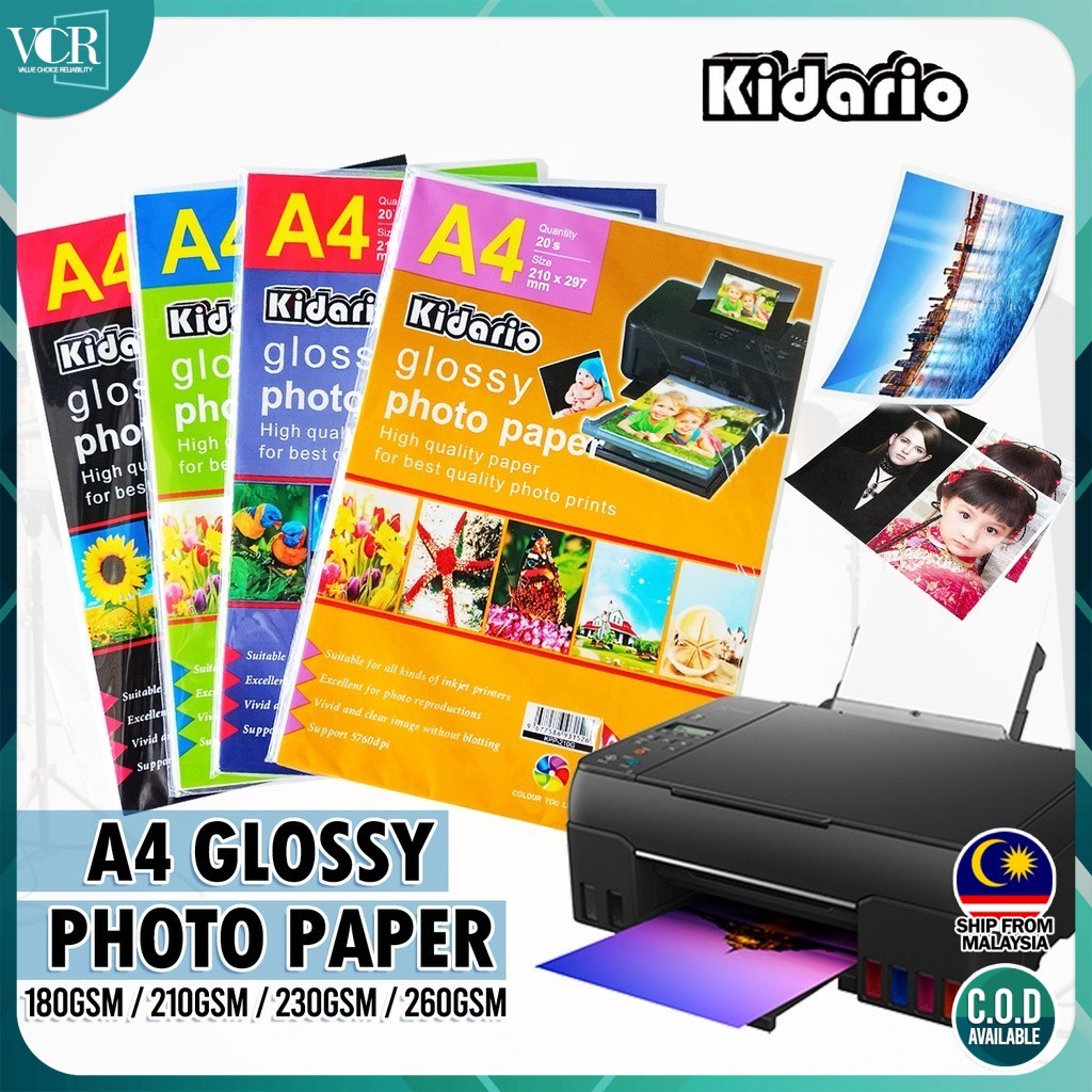 VC Art A4 Glossy Photo Paper Inkjet Printable High Quality Kertas ...
