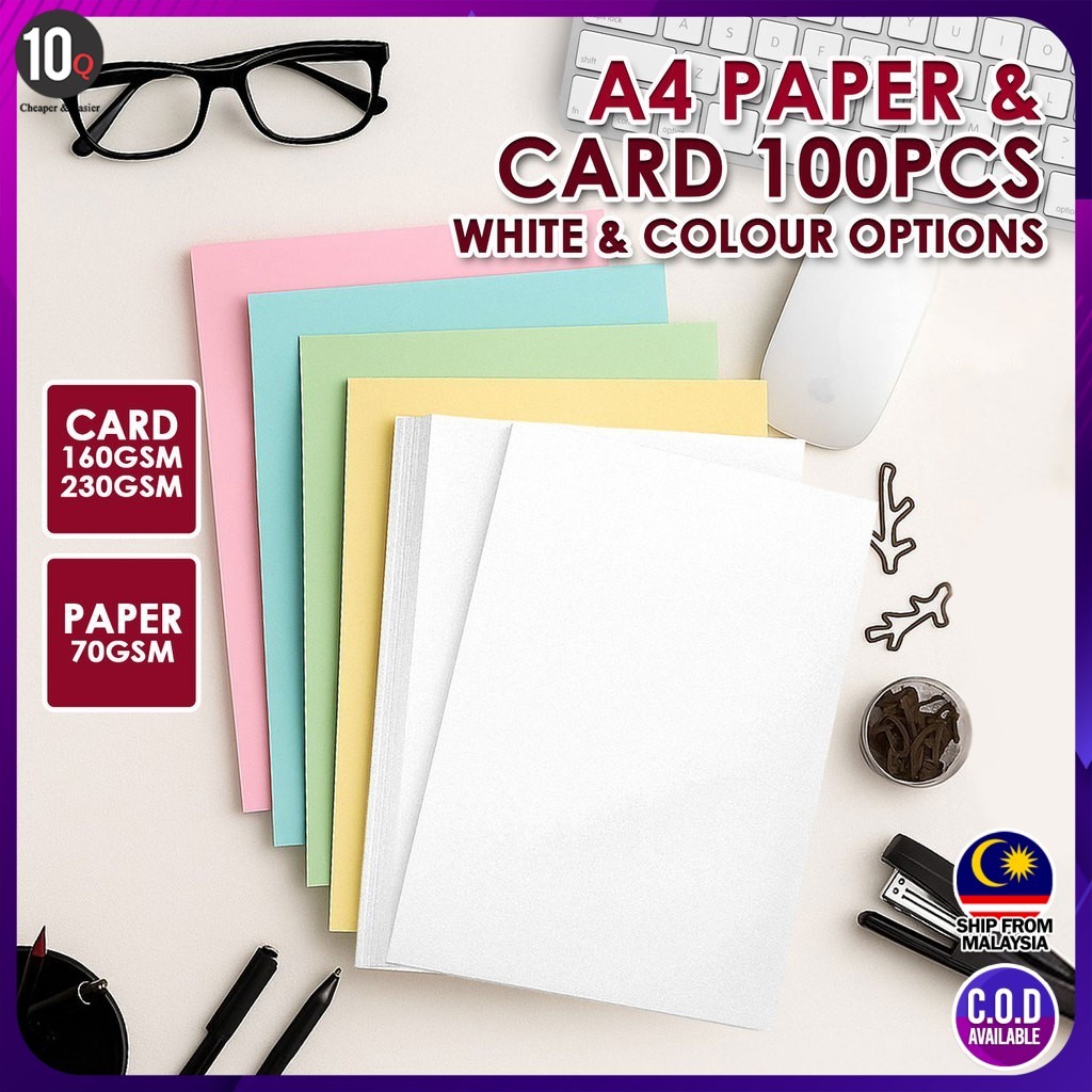 VCR A4 Color Paper & Card 100 Sheets | 70gsm / 160gsm / 230gsm ...