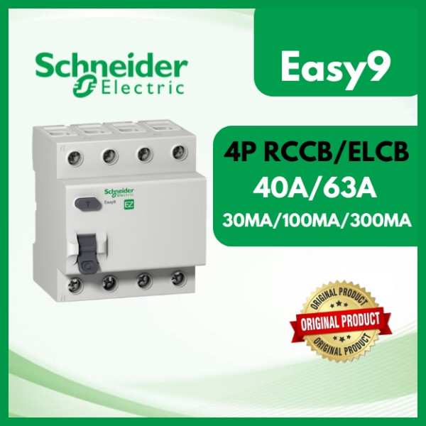 Schneider EASY9 RCCB/ ELCB 40A/63A 4POLE 30MA/100MA/300MA RESIDUAL ...