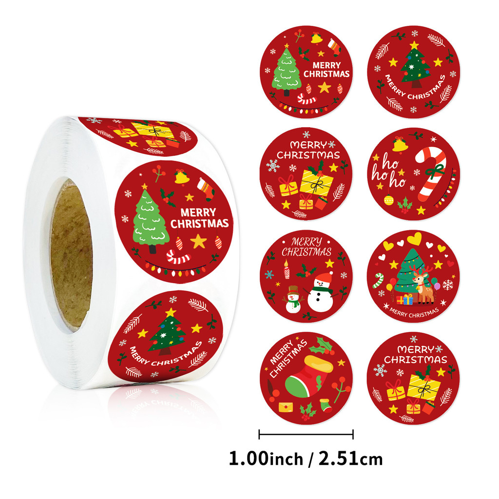 500 Sheets Roll Christmas Roll Stickers 8 Cartoon Patterns Cycle ...