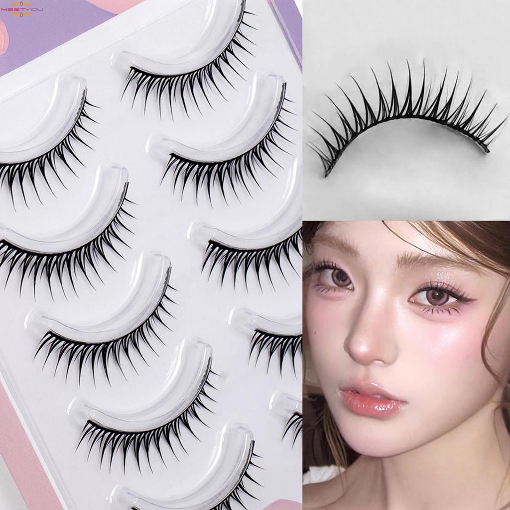 Glue Free Full Strip Lashes 5 Pair Cosplay Wispy Strip Eyelashes ...