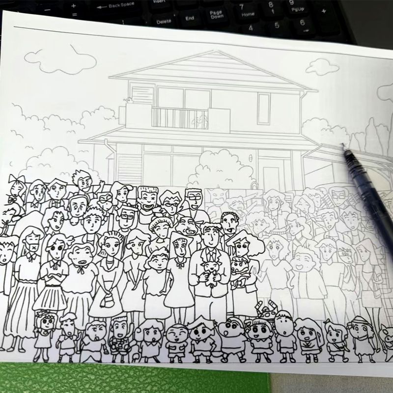 小红书同款摸鱼线条简笔画控笔练习画画图稿上班无聊解压临摹线稿Little Red Riding Book with Fish Line ...