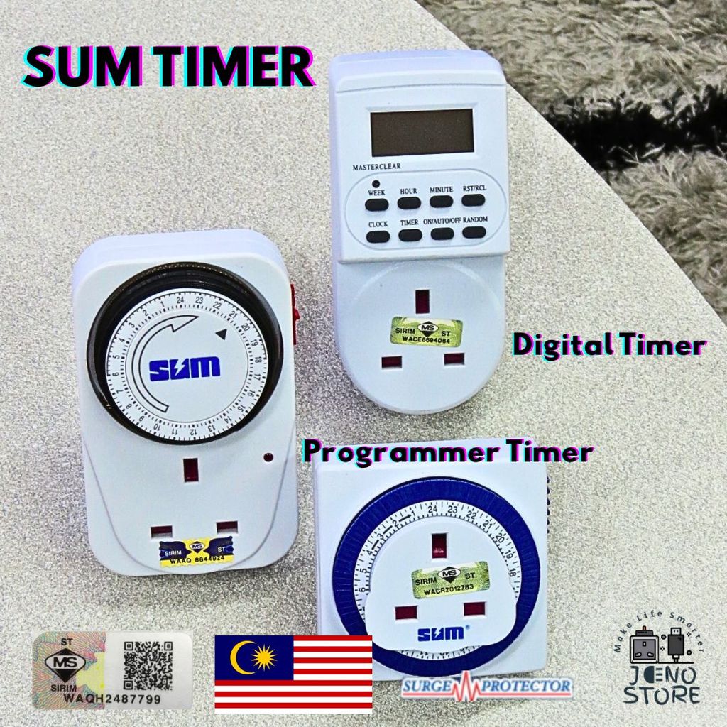 SUM Digital & Multi Programmer 24hour Timer Switch Plug (13A SOCKET ...