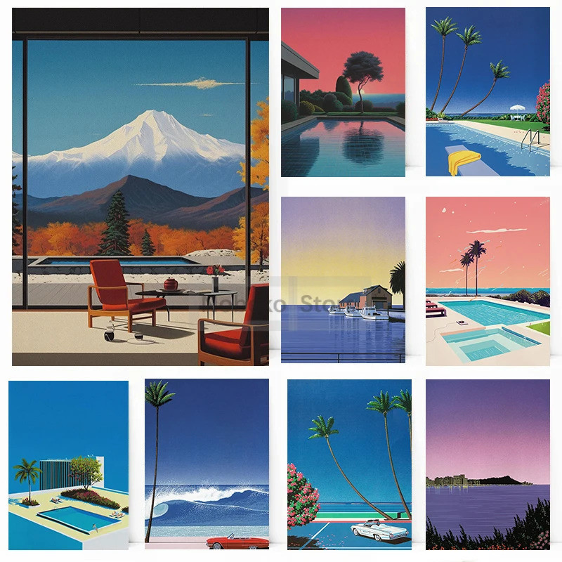 Japanese Hiroshi Nagai Illustration Poster City Pop Realism Prints ...