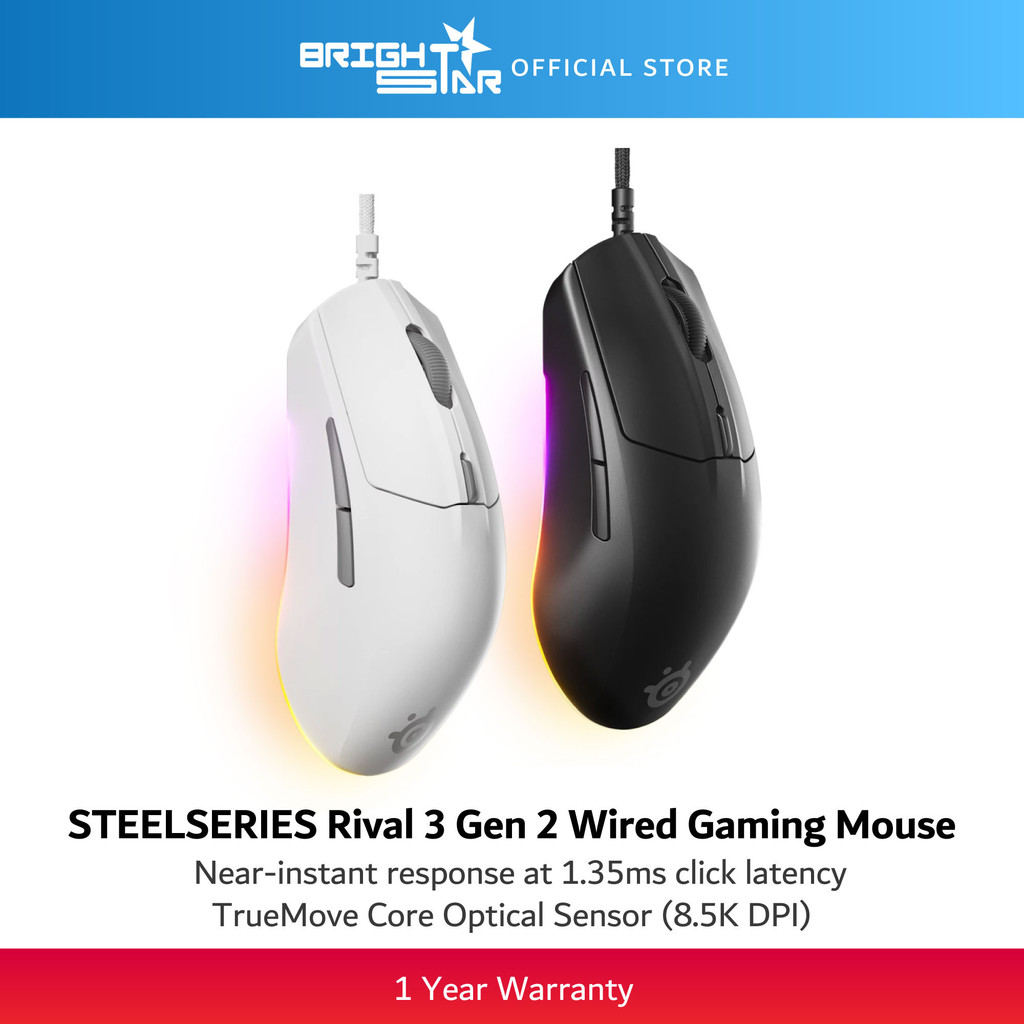STEELSERIES Rival 3 Gen 2 Wired Gaming Mouse - Black/White | Shopee ...