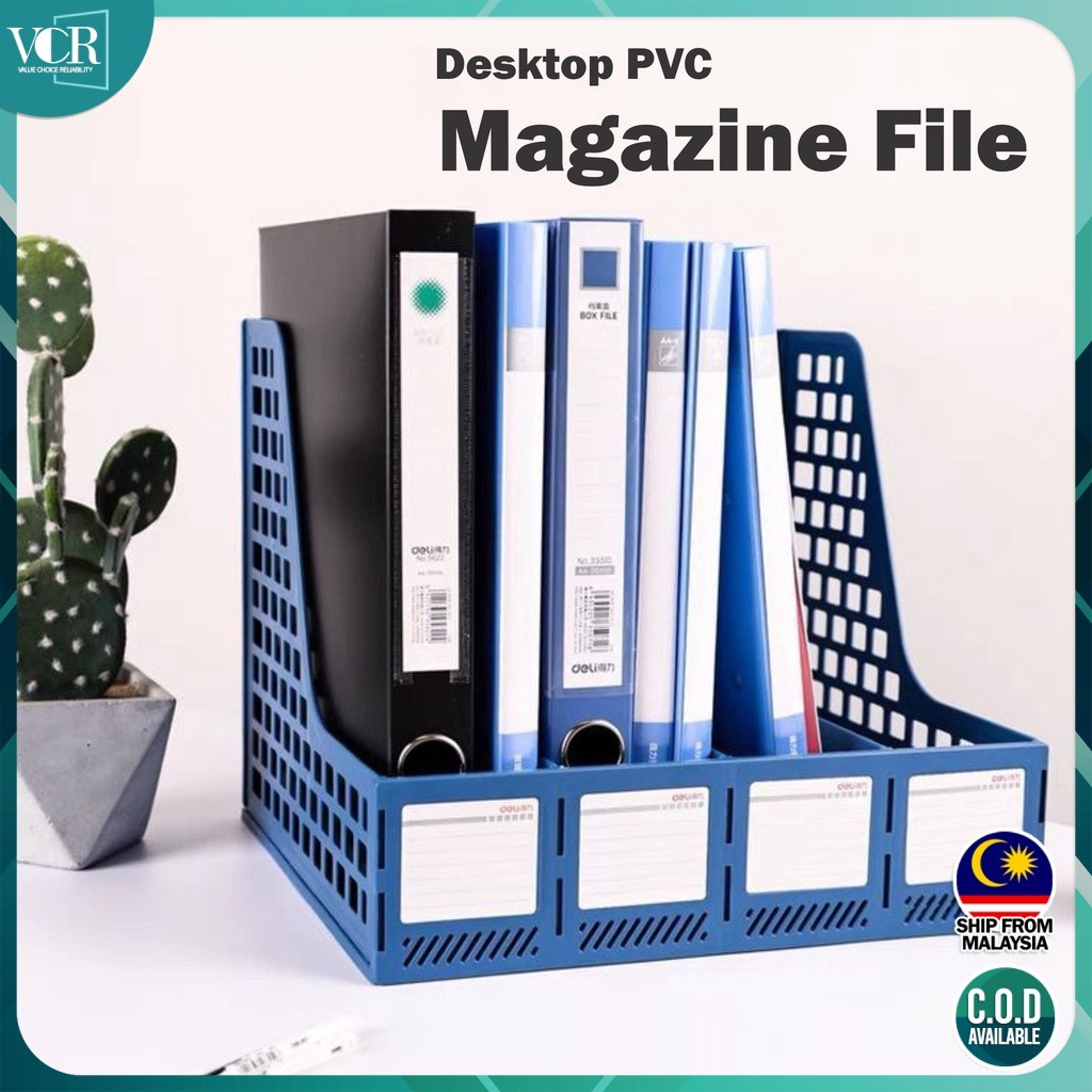VC Art Plastic Magazine File 3 4 Sections Stand Holder For Storage Desk ...