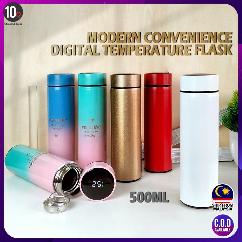 10Q Smart LED Temperature Display Vacuum Flask Thermos Keep Warm and ...