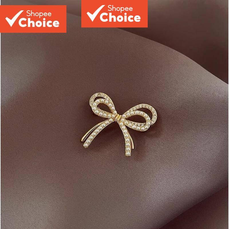 Bow Pearl Brooch High-End Women's Fixed Clothes Pin | Shopee Malaysia