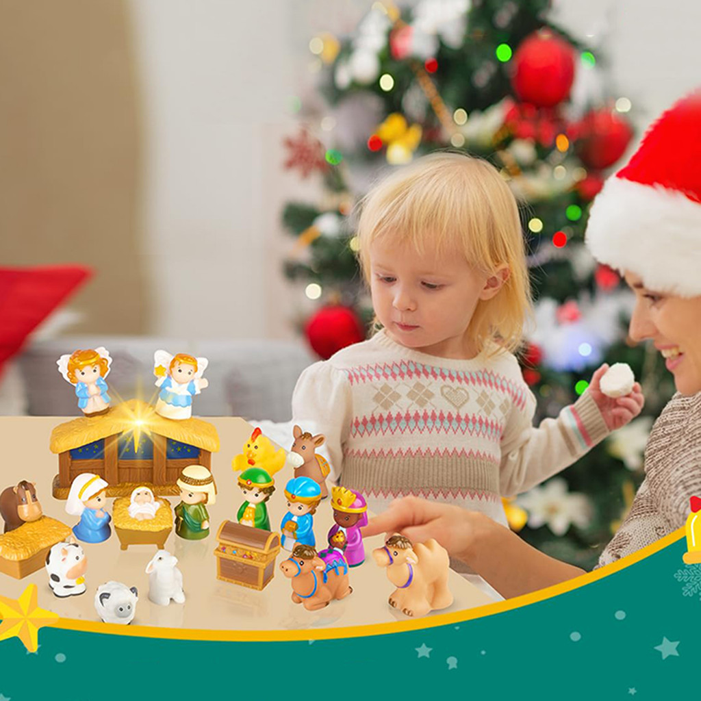 Nativity Christmas Advent Calendar with Nativity Scene Figures Xmas ...