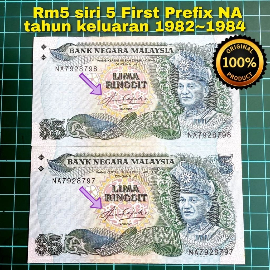 A733 Rm5 siri 5 duit kertas lama duit syiling lama barang antik Rm5 ...
