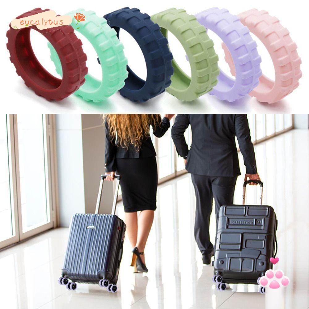 EUCALYTUSMY 8PCS/Set Travel Luggage Caster Shoes, Silicone Reduce Wheel ...