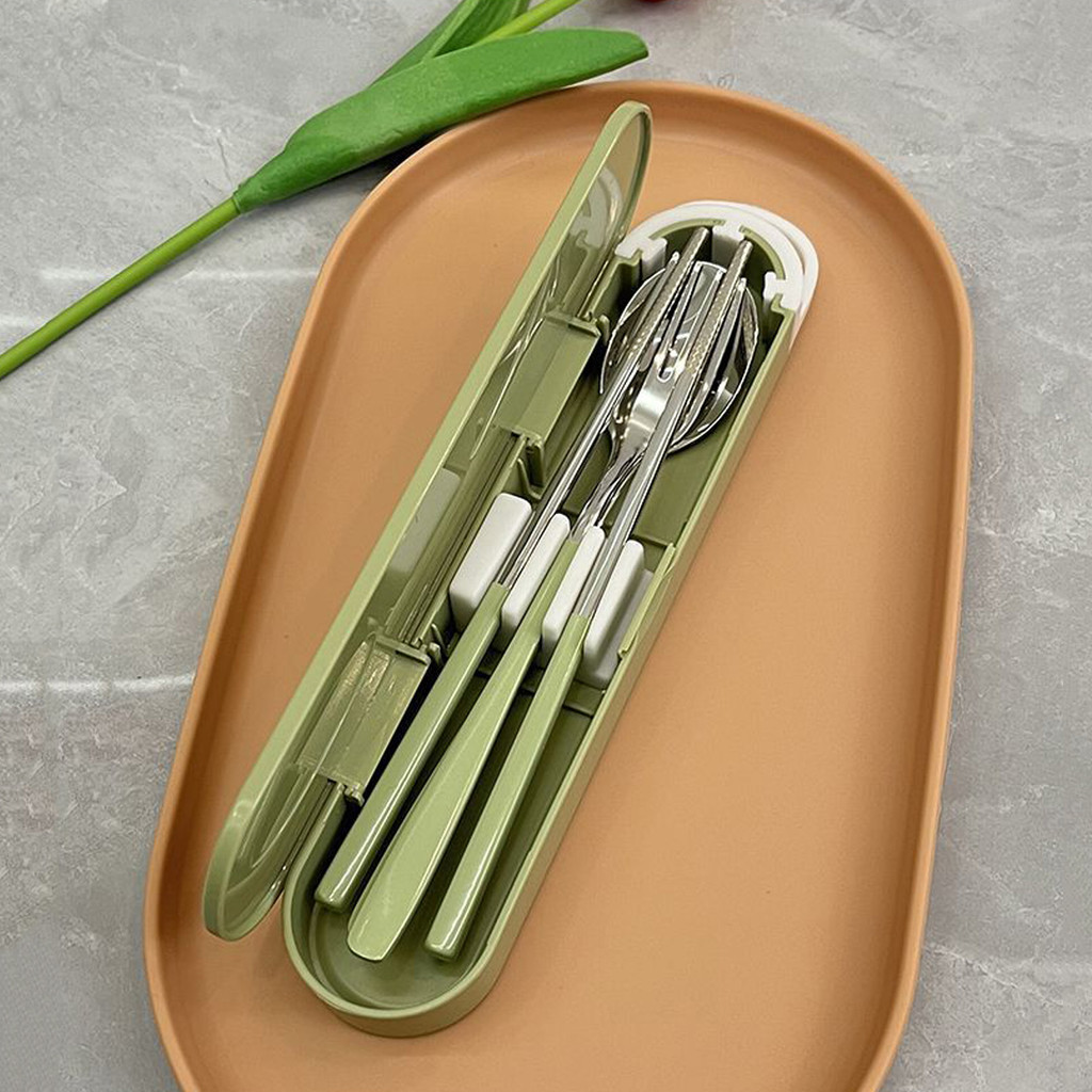 Cream-Style 304 Stainless Steel Portable Tableware Set (Chopsticks ...