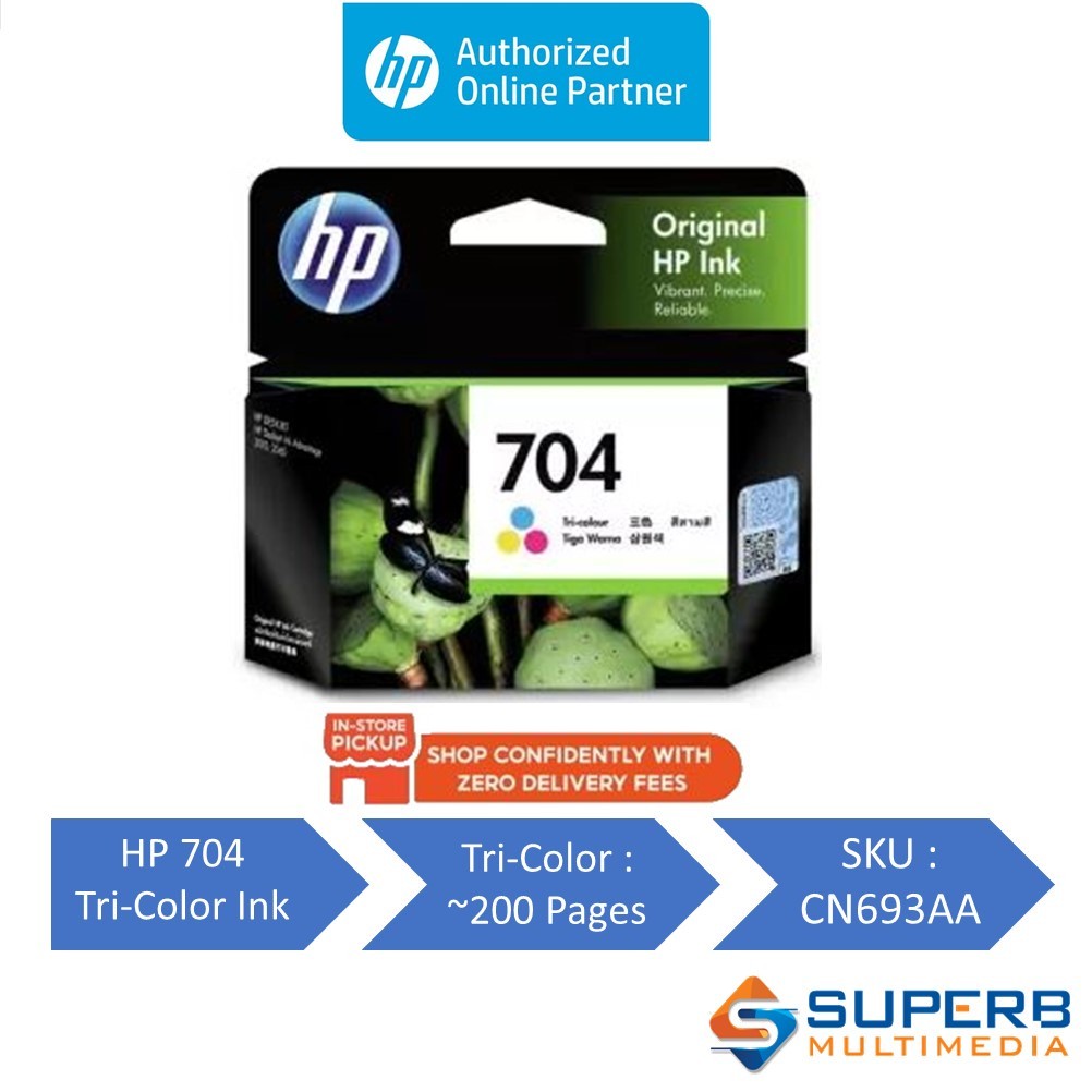 HP 704 Tri-Color CN693AA Original Ink Advantage Cartridge | Shopee Malaysia