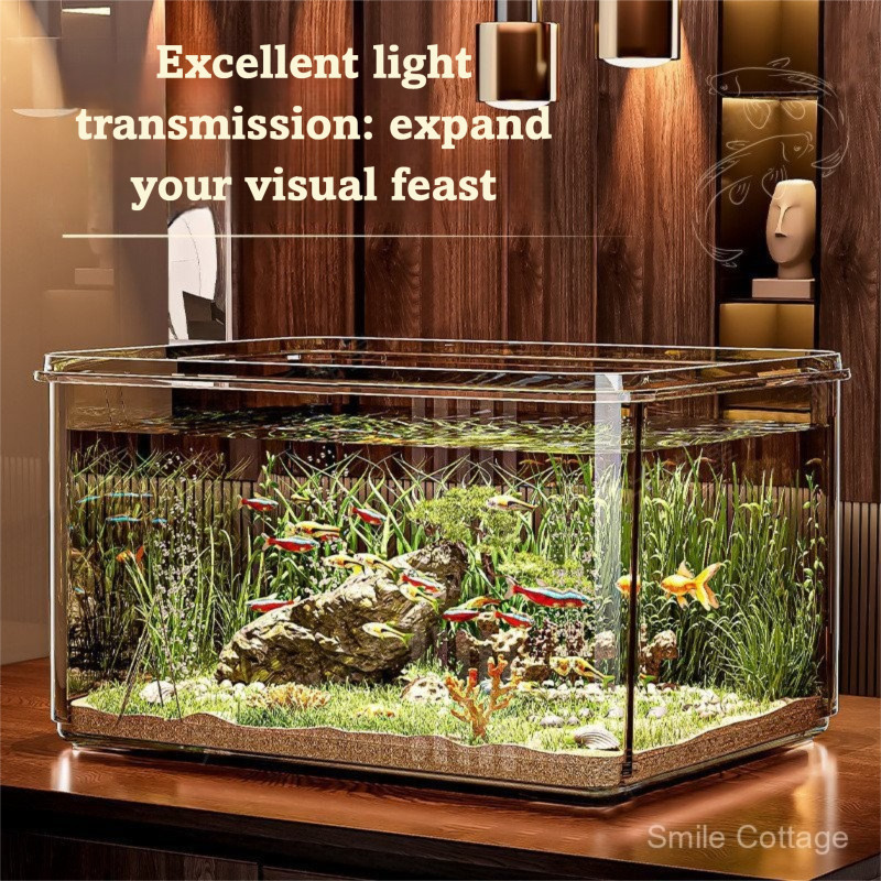 New Transparent Fish Tank Small Desktop Home Office Goldfish Tank Mini ...