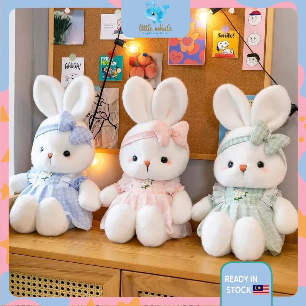 🐳40cm Rabbit Plush Doll Long Ears Skirt Bunny Toy Kawaii Appeasement ...