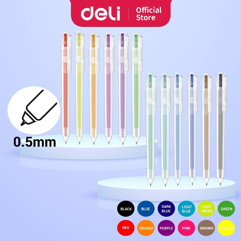 Deli Delight Gel Pen Multiple Colour Gel Ink Pen 0.5mm Smooth Writing ...